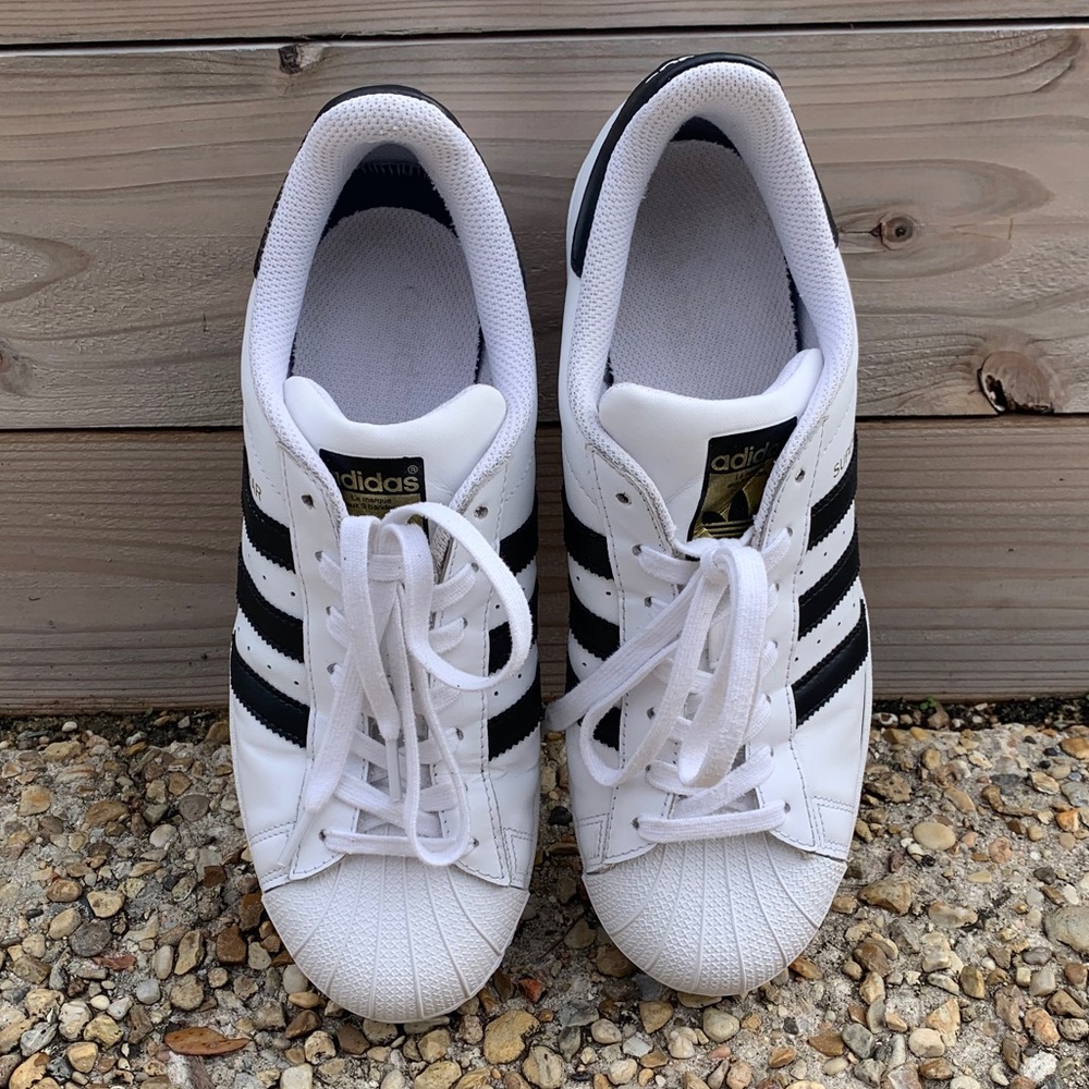 adidas White & Black Superstar Shoes